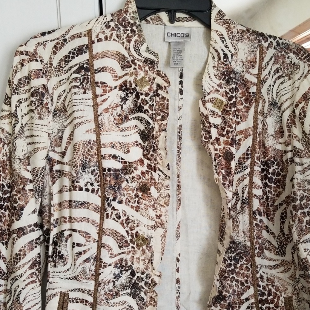 Brown and cream Chico's Blazer